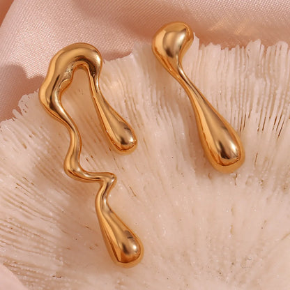 1 Pair Artistic Asymmetrical Plating Stainless Steel 18k Gold Plated Ear Studs