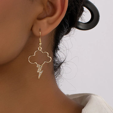 1 Pair Artistic Clouds Lightning Plating Inlay Alloy Rhinestones Drop Earrings