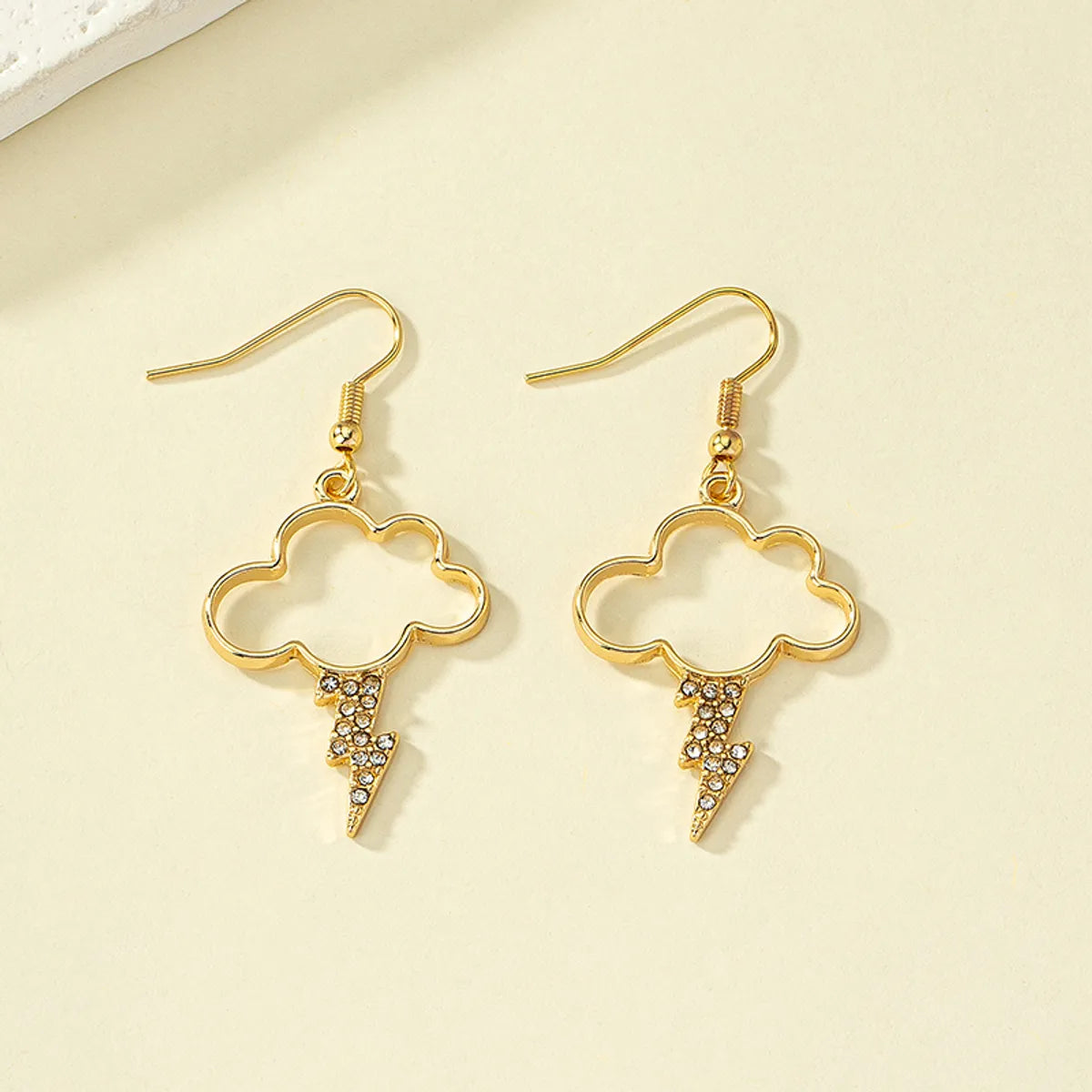 1 Pair Artistic Clouds Lightning Plating Inlay Alloy Rhinestones Drop Earrings