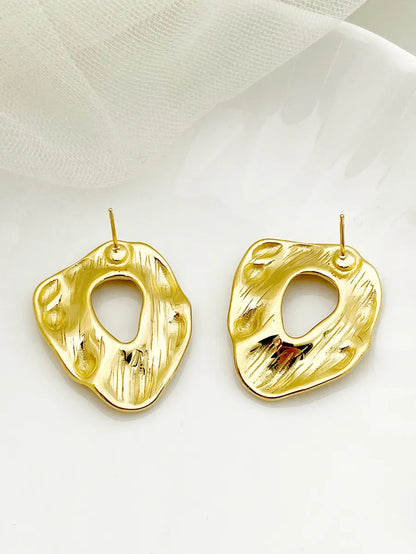 1 Pair Artistic Irregular Stainless Steel Metal Polishing Plating Hollow Out Gold Plated Ear Studs