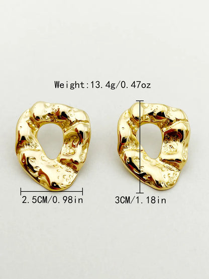 1 Pair Artistic Irregular Stainless Steel Metal Polishing Plating Hollow Out Gold Plated Ear Studs