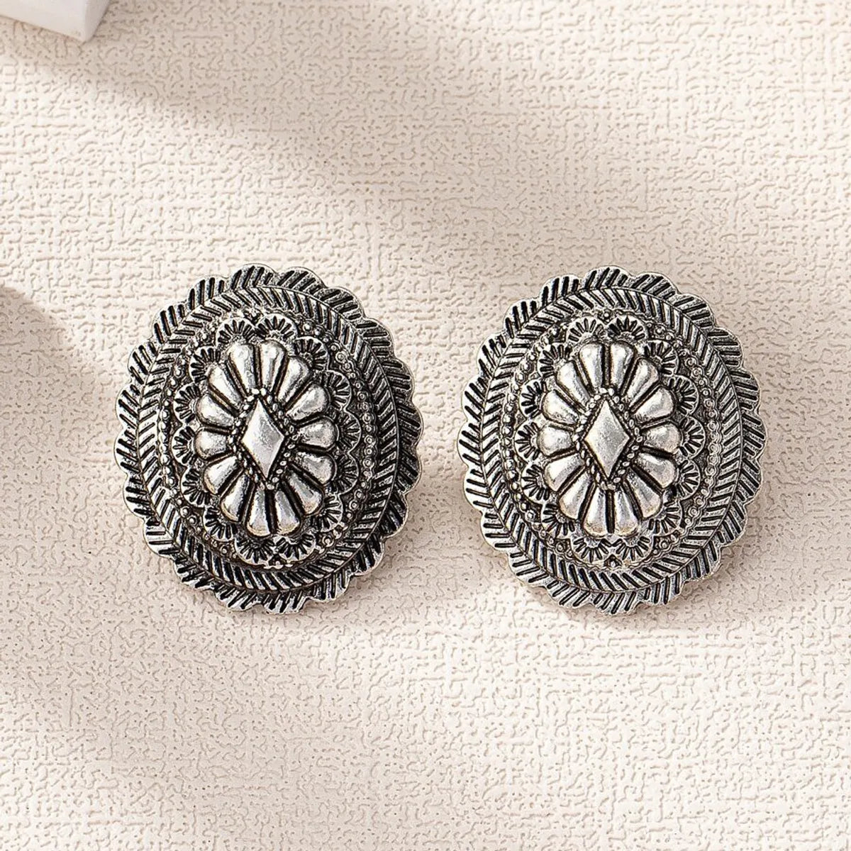 1 Pair Artistic Printing Oval Zinc Alloy Ear Studs