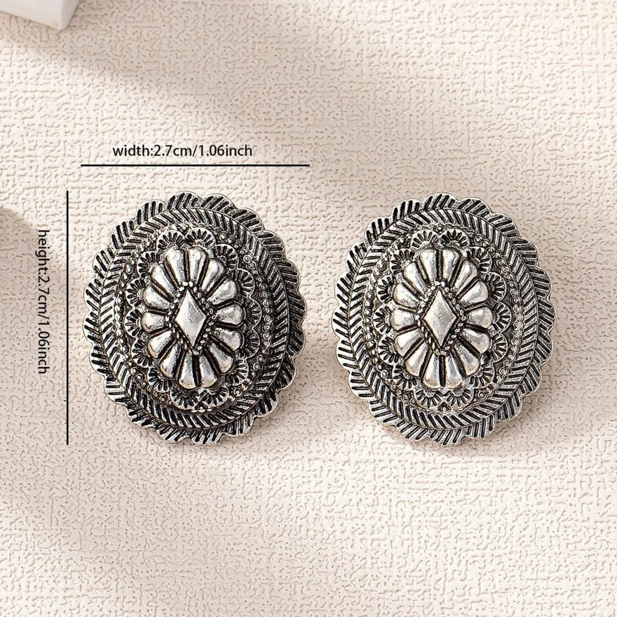 1 Pair Artistic Printing Oval Zinc Alloy Ear Studs