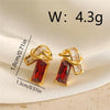 1 Pair Artistic Rectangle Inlay Copper Zircon 18K Gold Plated Drop Earrings