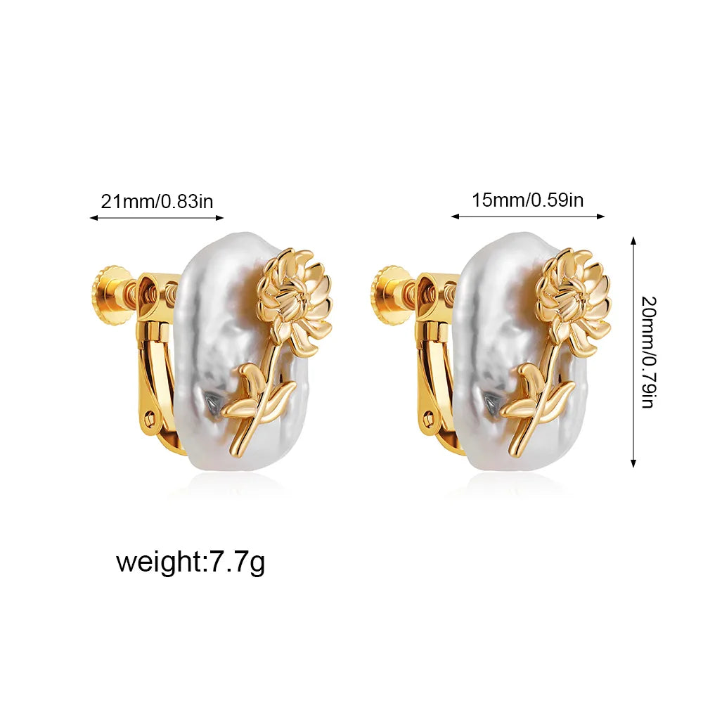 1 Pair Baroque Style Modern Style Classic Style Flower Inlay 304 Stainless Steel Pearl Ear Studs