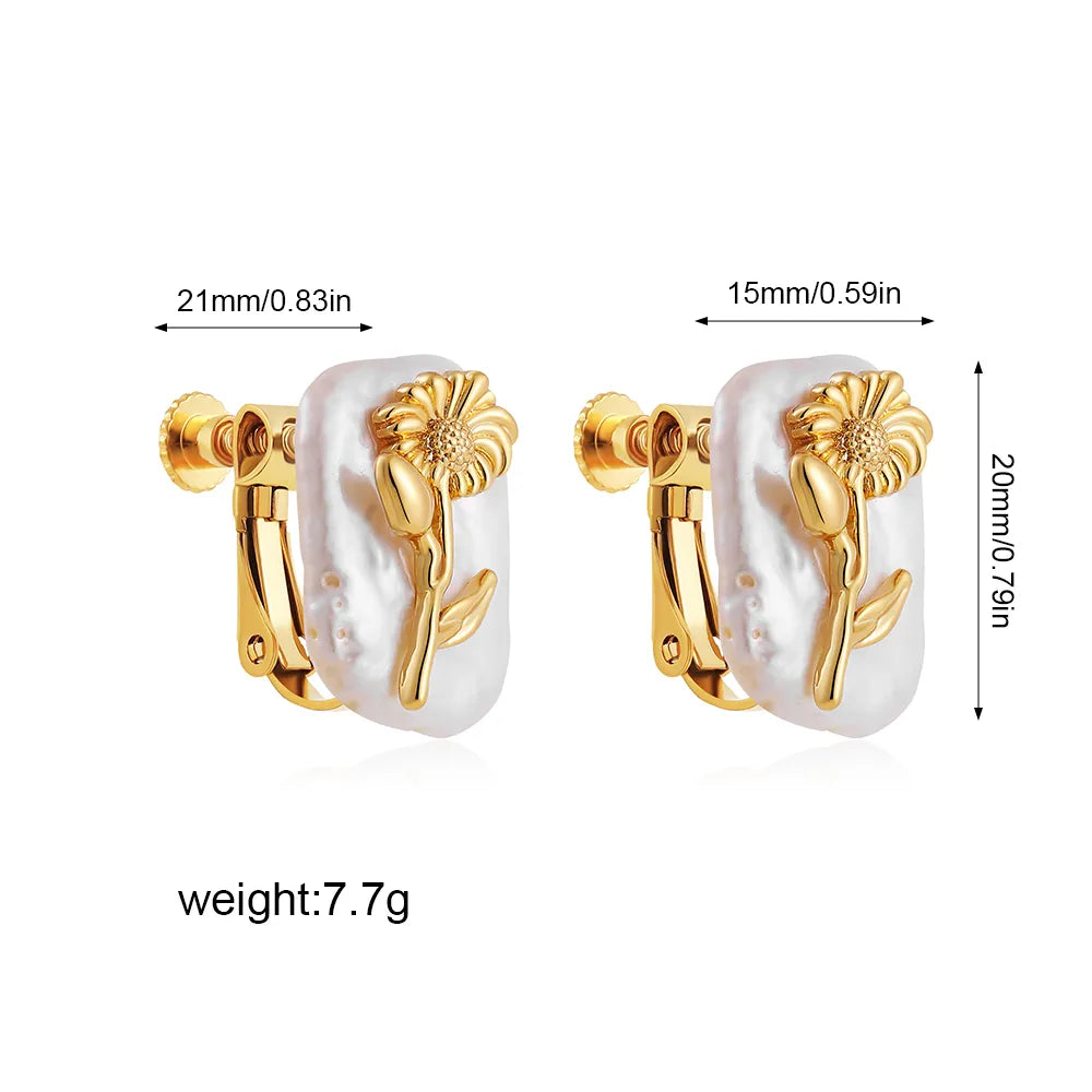 1 Pair Baroque Style Modern Style Classic Style Flower Inlay 304 Stainless Steel Pearl Ear Studs