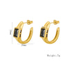 1 Pair Baroque Style Novelty Simple Style C Shape Inlay 304 Stainless Steel Zircon 18K Gold Plated Ear Studs
