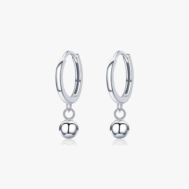 1 Pair Basic Ball Sterling Silver Plating Inlay Rhodium Plated Earrings