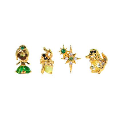 1 Pair Basic Cartoon Character Star Inlay Brass Zircon Ear Studs