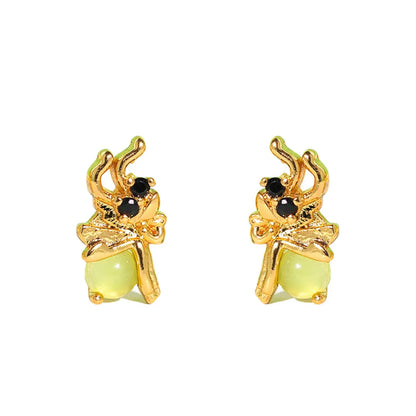 1 Pair Basic Cartoon Character Star Inlay Brass Zircon Ear Studs