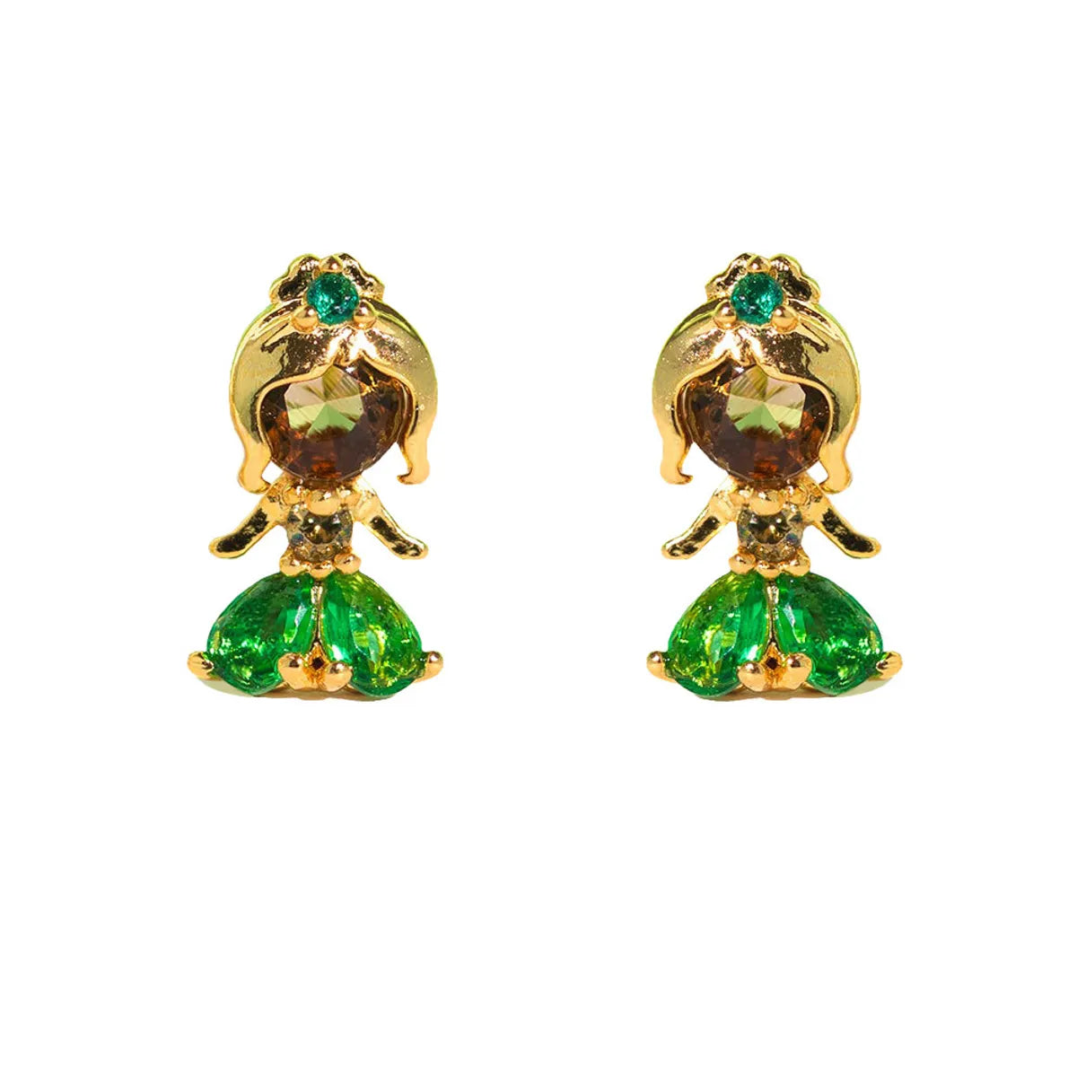 1 Pair Basic Cartoon Character Star Inlay Brass Zircon Ear Studs