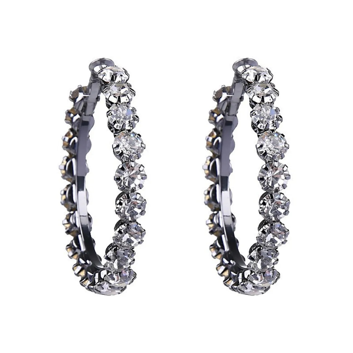 1 Pair Basic Circle Plating Inlay Alloy Zircon Earrings