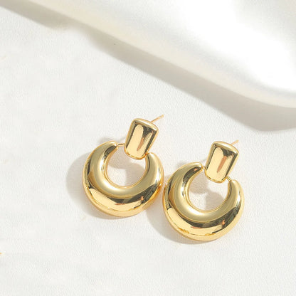 1 Pair Basic Classic Style Bow Knot Copper 14K Gold Plated Drop Earrings