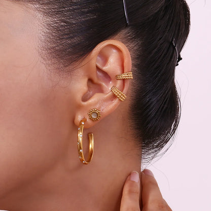 1 Pair Basic Classic Style C Shape Plating Stainless Steel 18k Gold Plated Ear Cuffs