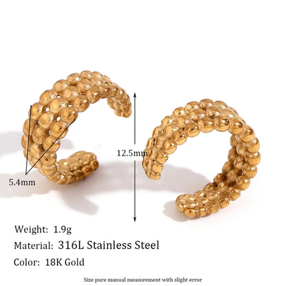 1 Pair Basic Classic Style C Shape Plating Stainless Steel 18k Gold Plated Ear Cuffs