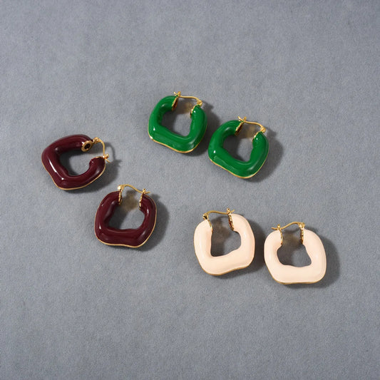 1 Pair Basic Classic Style Geometric Enamel Copper Earrings