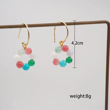 1 Pair Basic Classic Style Geometric Natural Stone Copper Gold Plated Drop Earrings