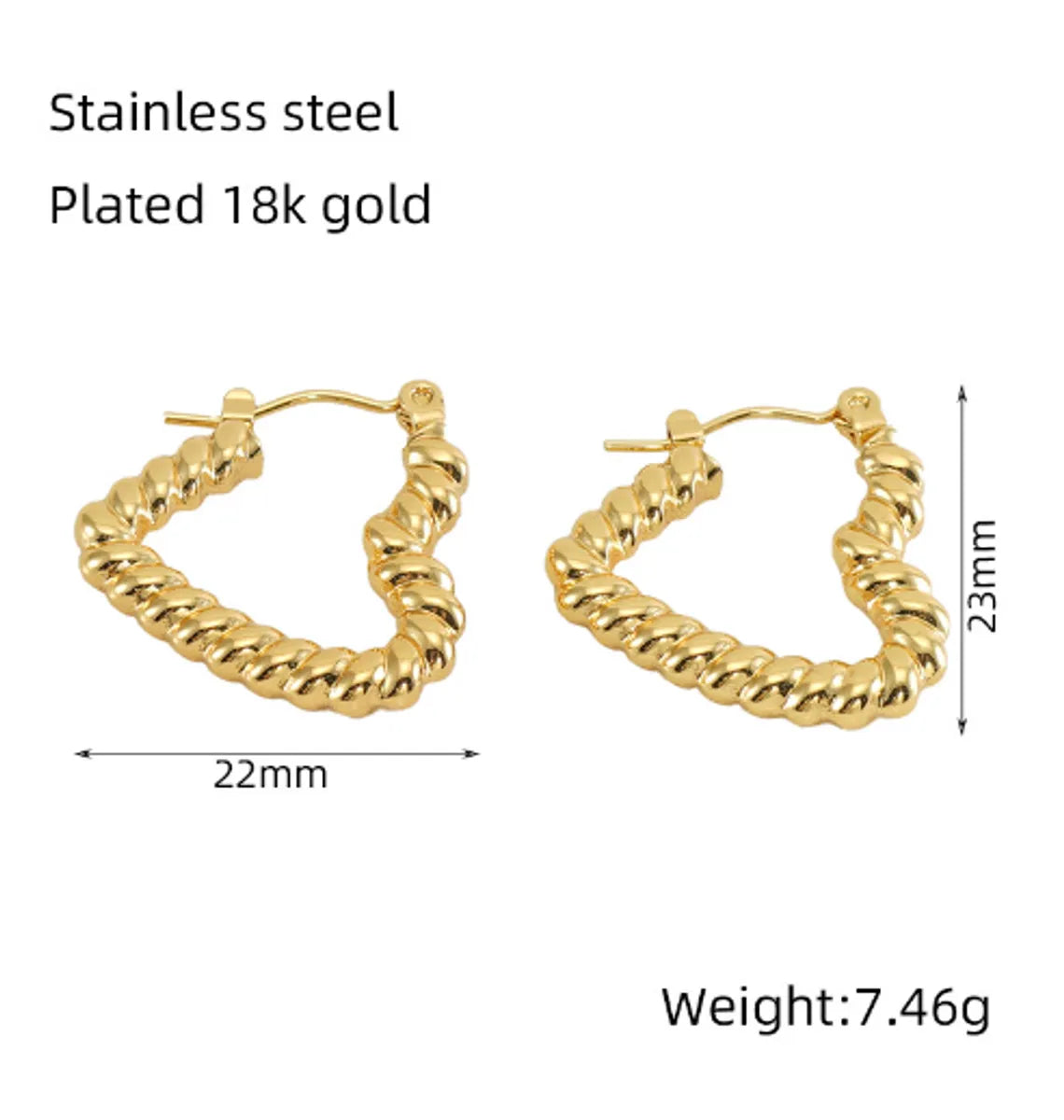 1 Pair Basic Classic Style Geometric Plating 304 Stainless Steel 18K Gold Plated Hoop Earrings