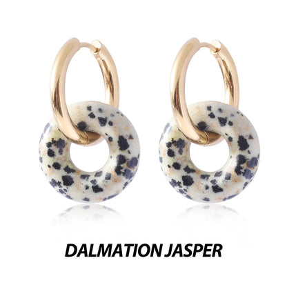 1 Pair Basic Classic Style Geometric Plating Artificial Crystal Natural Stone Drop Earrings