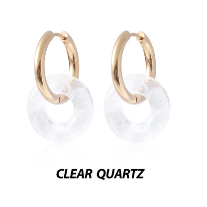 1 Pair Basic Classic Style Geometric Plating Artificial Crystal Natural Stone Drop Earrings