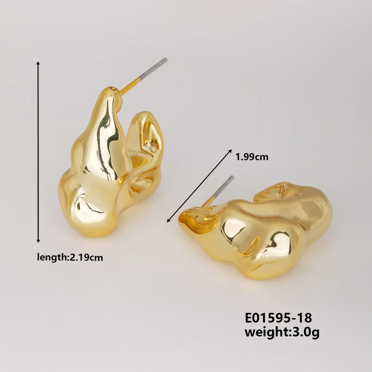 1 Pair Basic Classic Style Geometric Star Heart Shape Irregular Ccp K Gold Plated Ear Studs