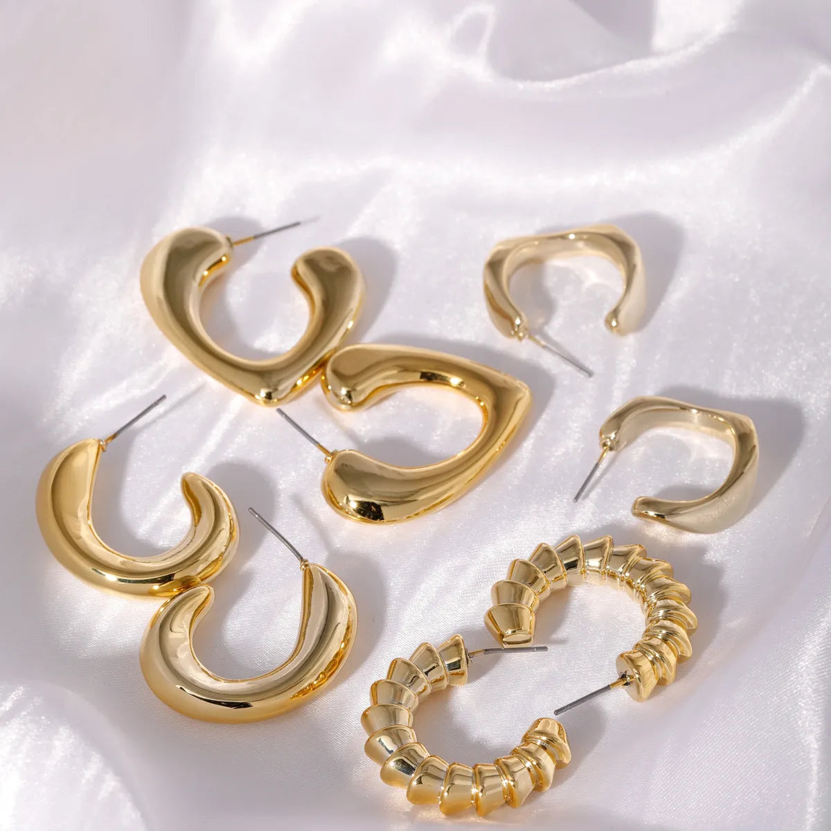 1 Pair Basic Classic Style Geometric Star Heart Shape Irregular Ccp K Gold Plated Ear Studs