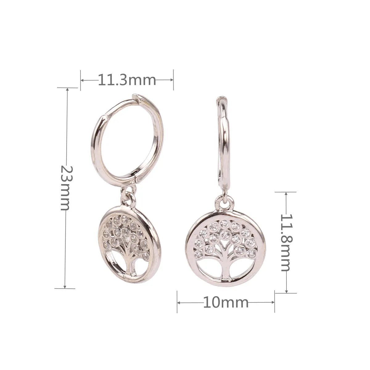 1 Pair Basic Classic Style Geometric Tree Inlay Sterling Silver Zircon Drop Earrings