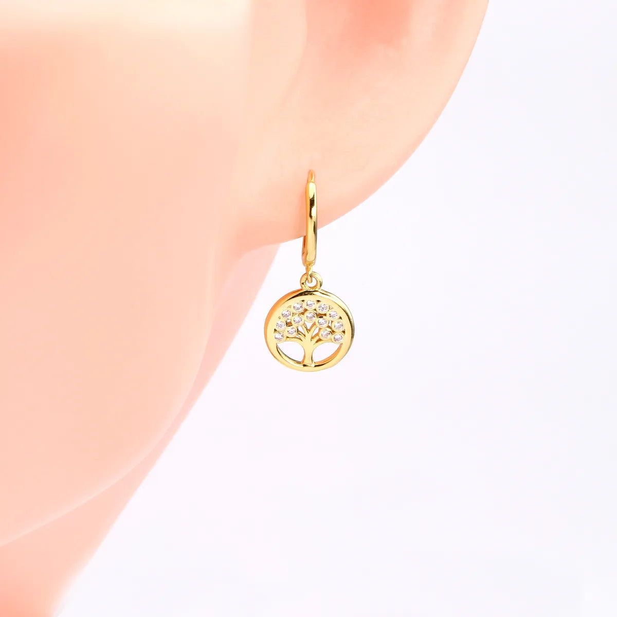 1 Pair Basic Classic Style Geometric Tree Inlay Sterling Silver Zircon Drop Earrings