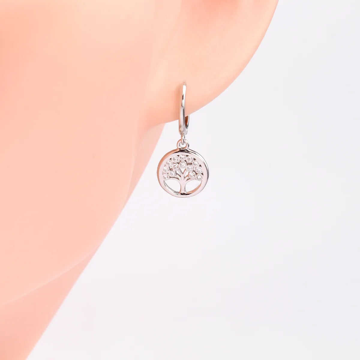 1 Pair Basic Classic Style Geometric Tree Inlay Sterling Silver Zircon Drop Earrings