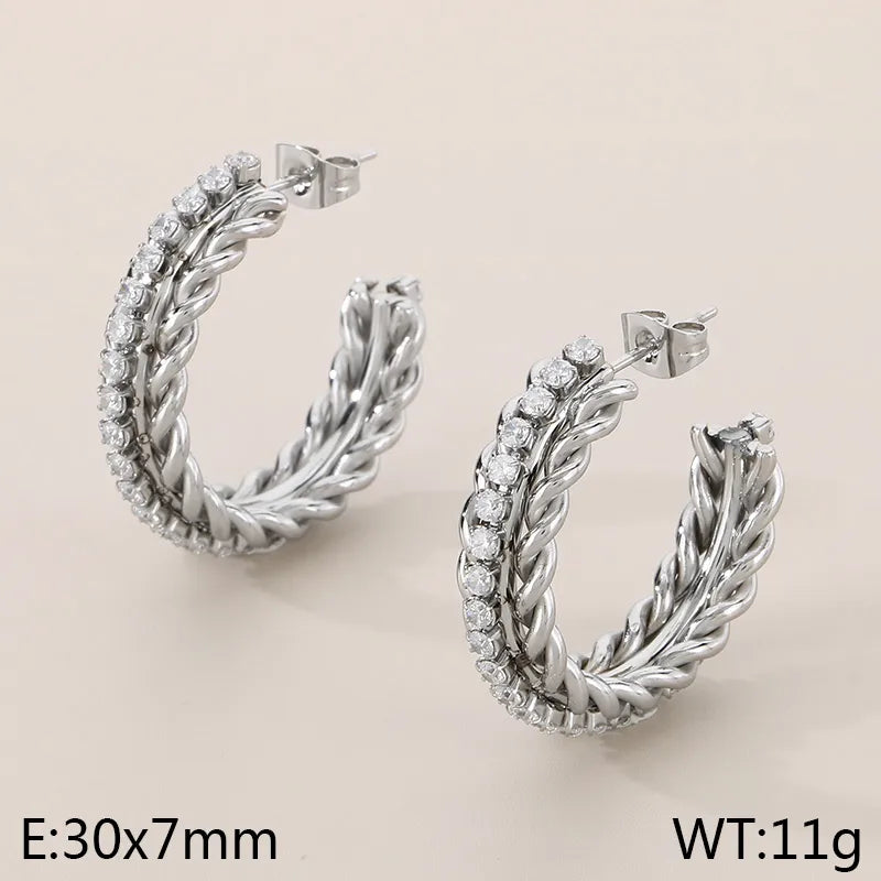 1 Pair Basic Classic Style Roman Style C Shape Twist 304 Stainless Steel 18K Gold Plated Ear Studs