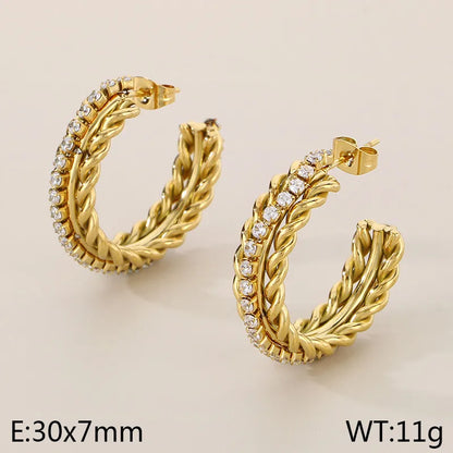 1 Pair Basic Classic Style Roman Style C Shape Twist 304 Stainless Steel 18K Gold Plated Ear Studs