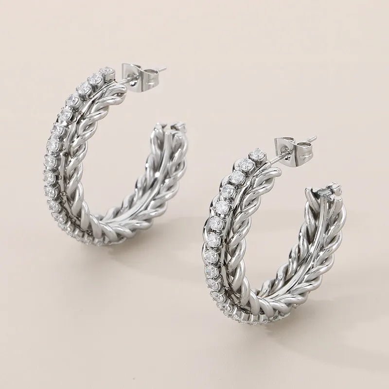 1 Pair Basic Classic Style Roman Style C Shape Twist 304 Stainless Steel 18K Gold Plated Ear Studs