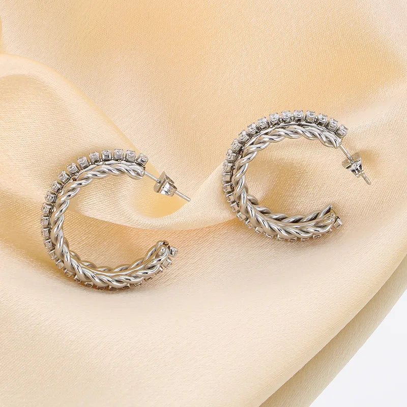 1 Pair Basic Classic Style Roman Style C Shape Twist 304 Stainless Steel 18K Gold Plated Ear Studs