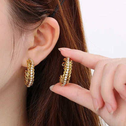 1 Pair Basic Classic Style Roman Style C Shape Twist 304 Stainless Steel 18K Gold Plated Ear Studs