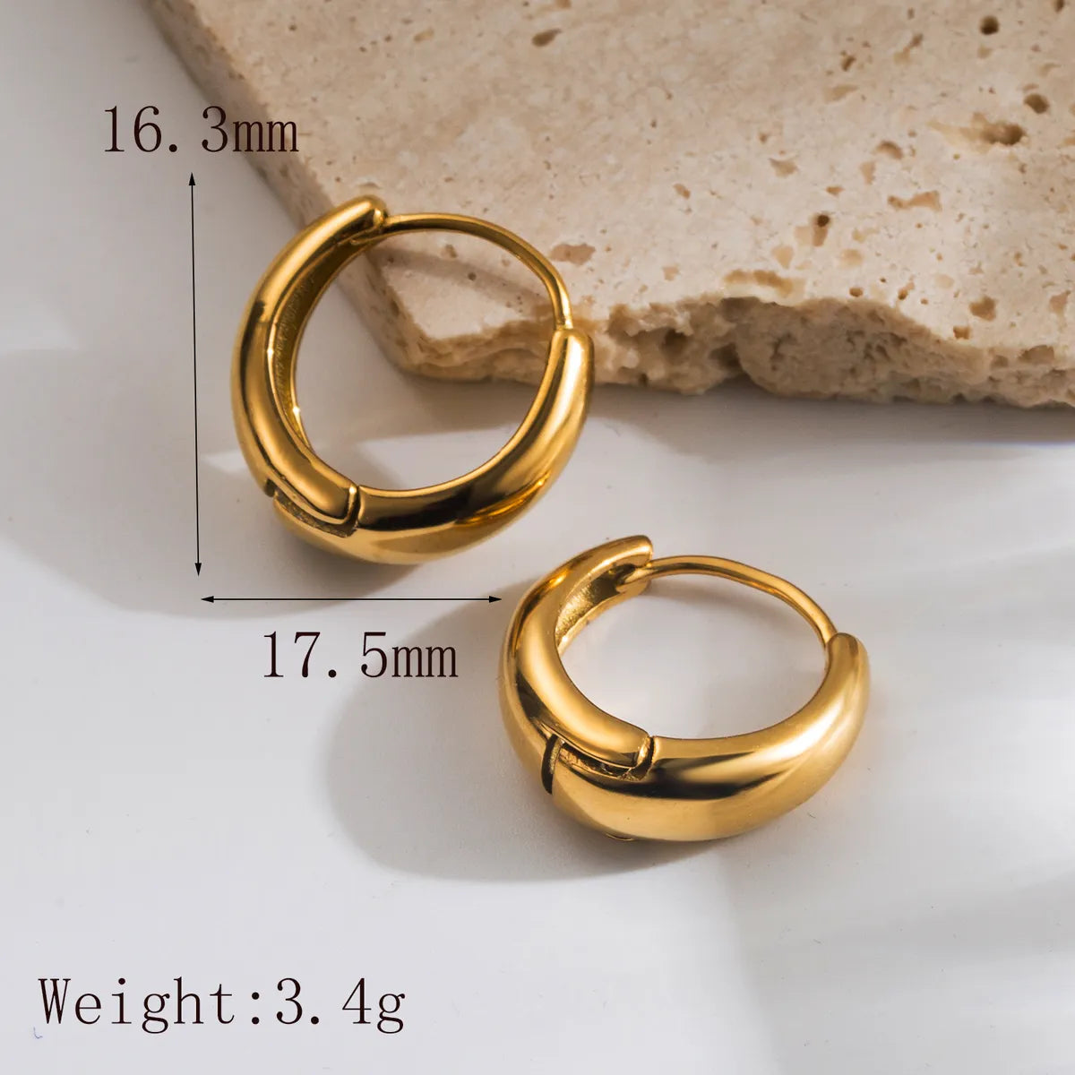 1 Pair Basic Classic Style Solid Color 304 Stainless Steel 18K Gold Plated Hoop Earrings