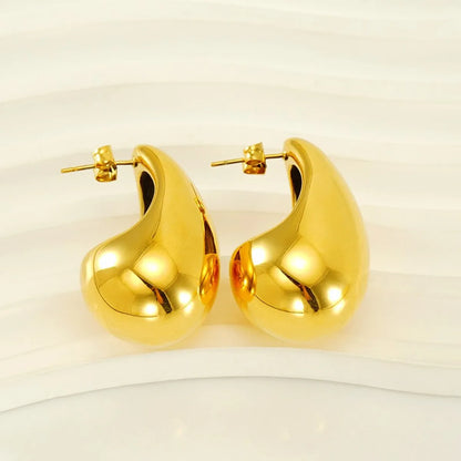 1 Pair Basic Classic Style Water Droplets Polishing Plating Stainless Steel 18k Gold Plated Ear Studs