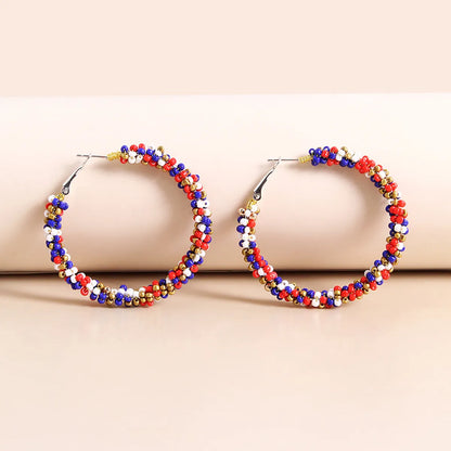 1 Pair Basic Color Block Beaded Seed Bead Earrings