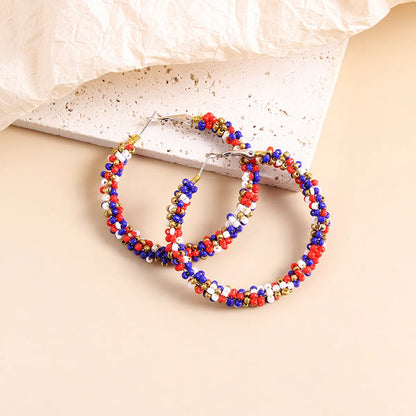 1 Pair Basic Color Block Beaded Seed Bead Earrings