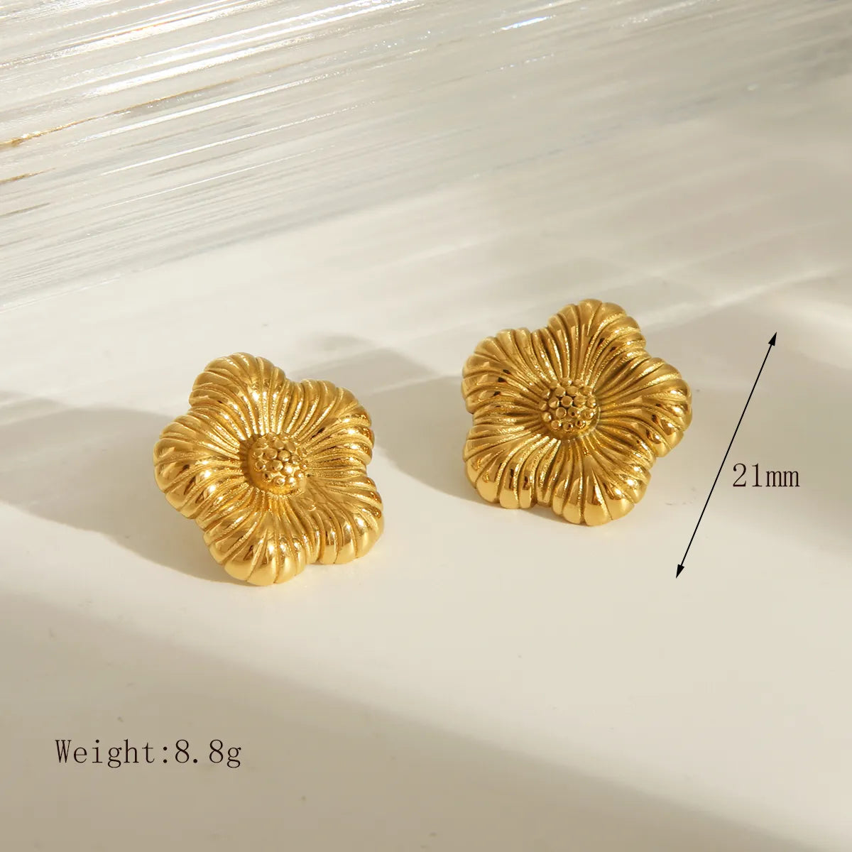 1 Pair Basic Commute Flower 304 Stainless Steel 18K Gold Plated Ear Studs