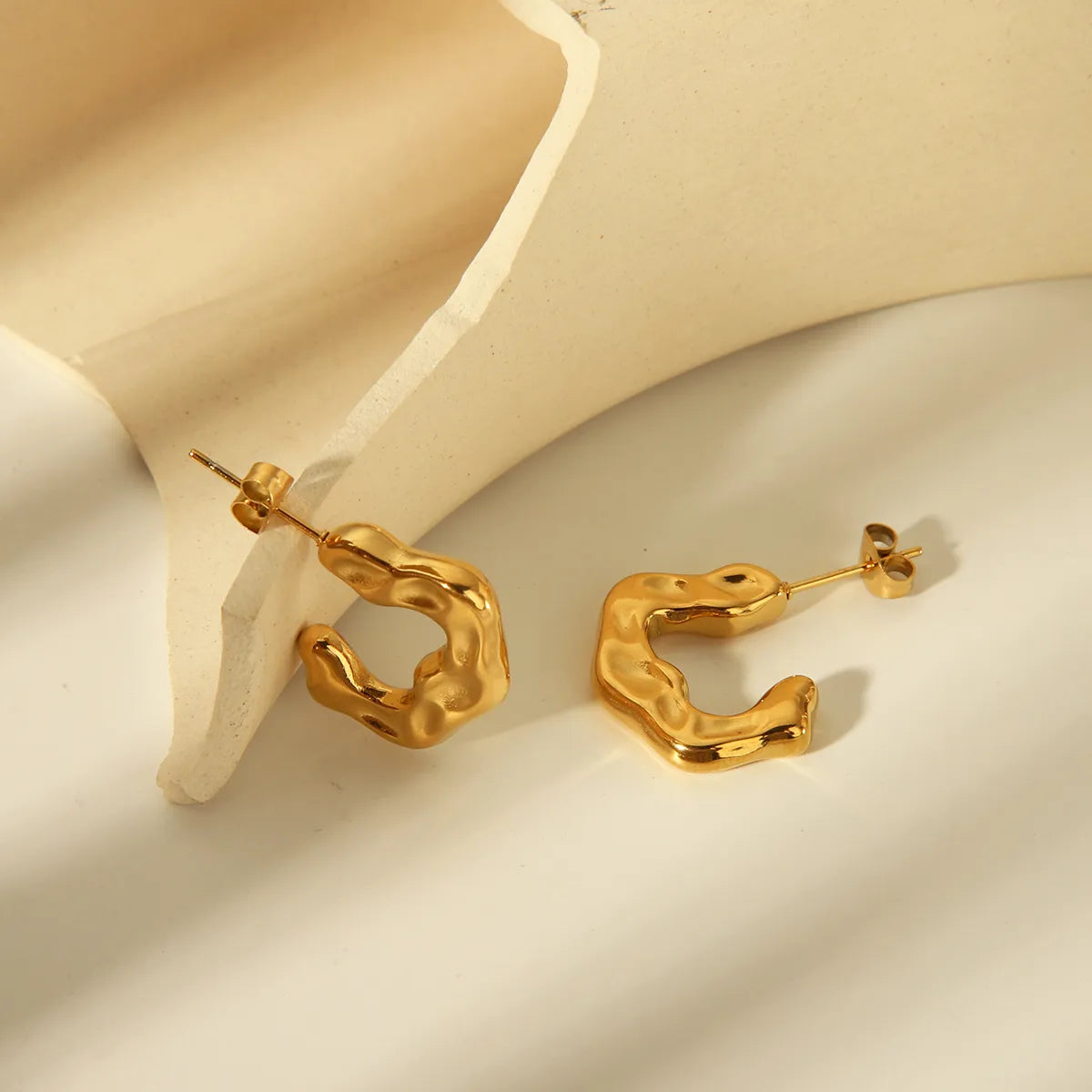 1 Pair Basic Commute Solid Color Plating 304 Stainless Steel 18K Gold Plated Ear Studs