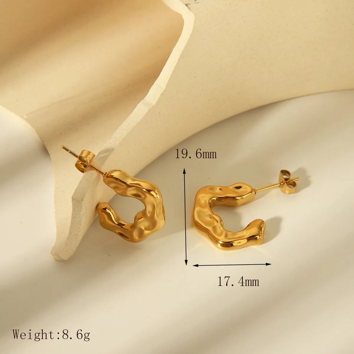 1 Pair Basic Commute Solid Color Plating 304 Stainless Steel 18K Gold Plated Ear Studs