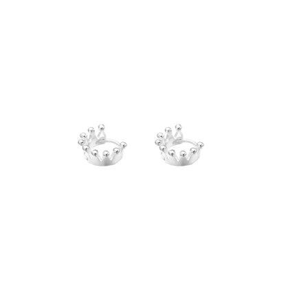 1 Pair Basic Crown Plating Sterling Silver Earrings