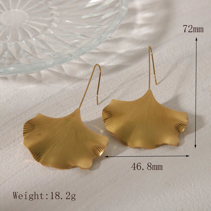 1 Pair Basic Exaggerated Commute Maple Leaf 304 Stainless Steel 18K Gold Plated Drop Earrings