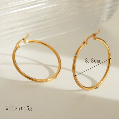 1 Pair Basic Exaggerated Luxurious Solid Color 304 Stainless Steel 18K Gold Plated Earrings