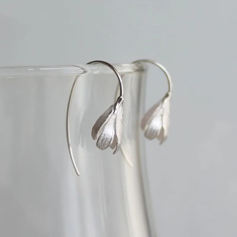 1 Pair Basic Flower Plating Sterling Silver Ear Hook