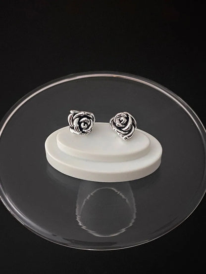 1 Pair Basic Flower Polishing Sterling Silver Ear Studs