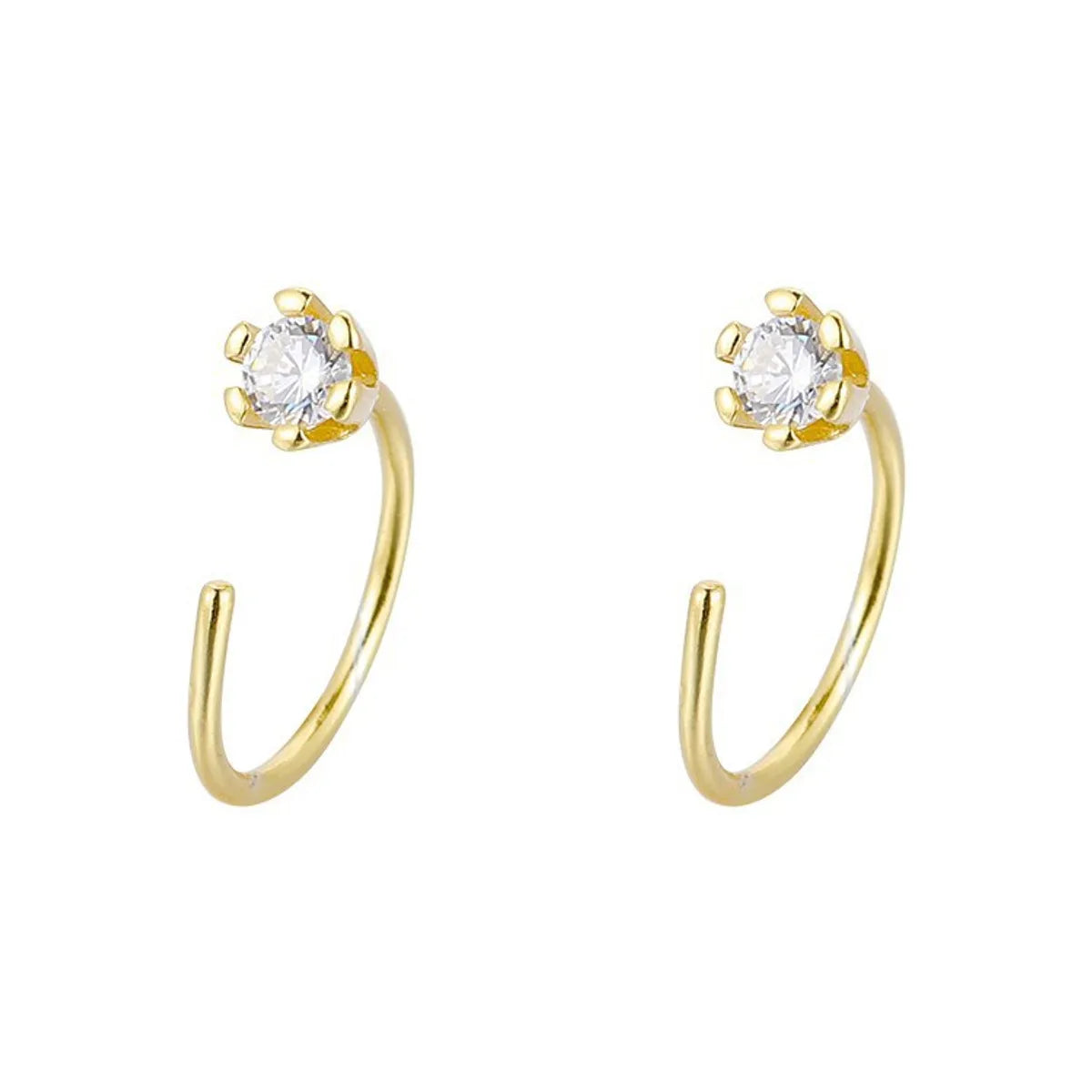 1 Pair Basic Geometric Brass Inlay Zircon Ear Studs