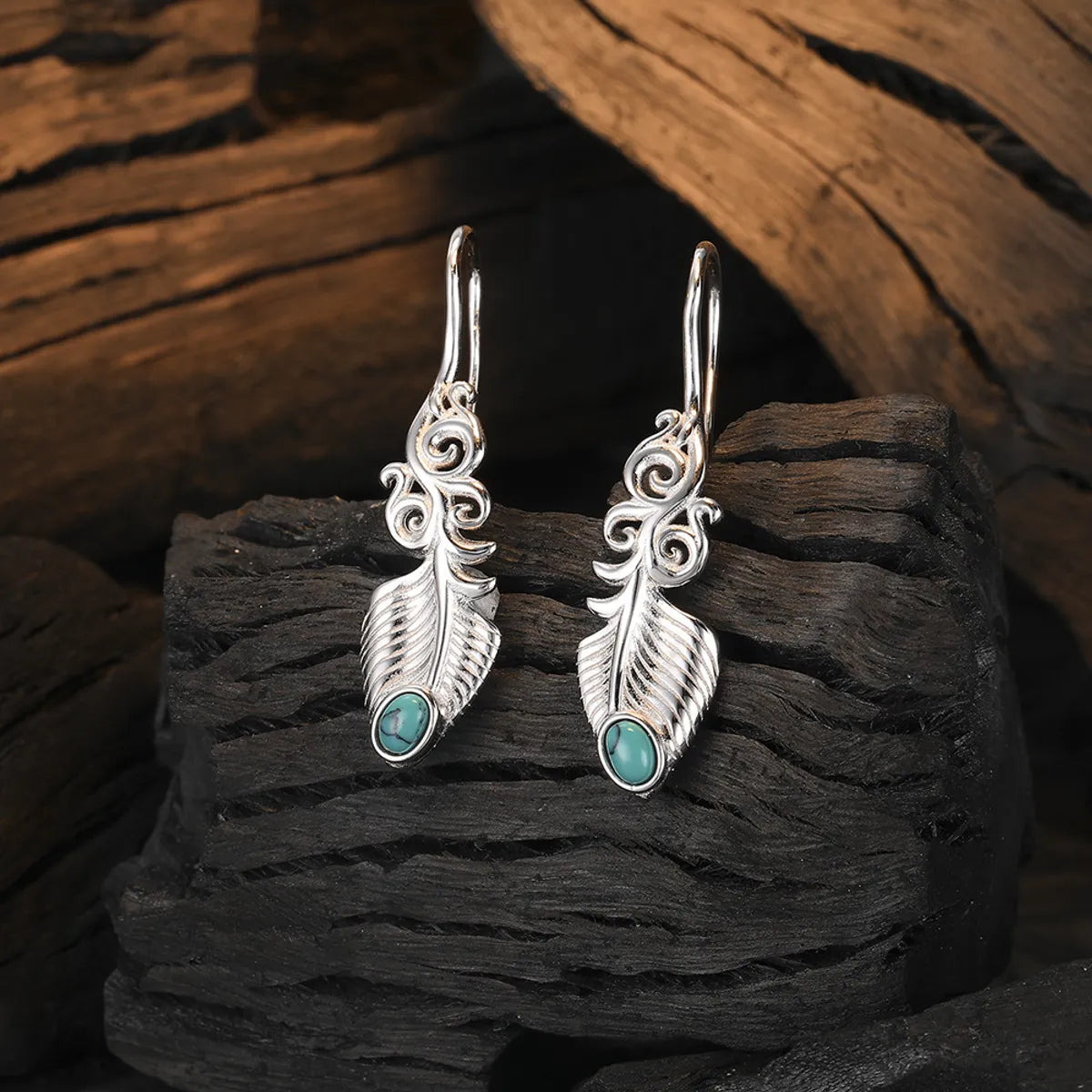 1 Pair Basic Geometric Plating Inlay Sterling Silver Turquoise White Gold Plated Drop Earrings