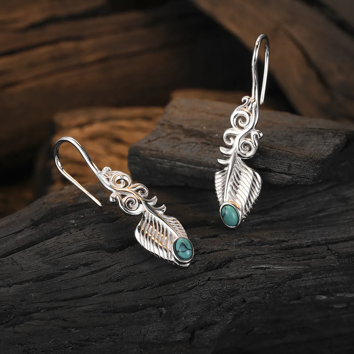 1 Pair Basic Geometric Plating Inlay Sterling Silver Turquoise White Gold Plated Drop Earrings