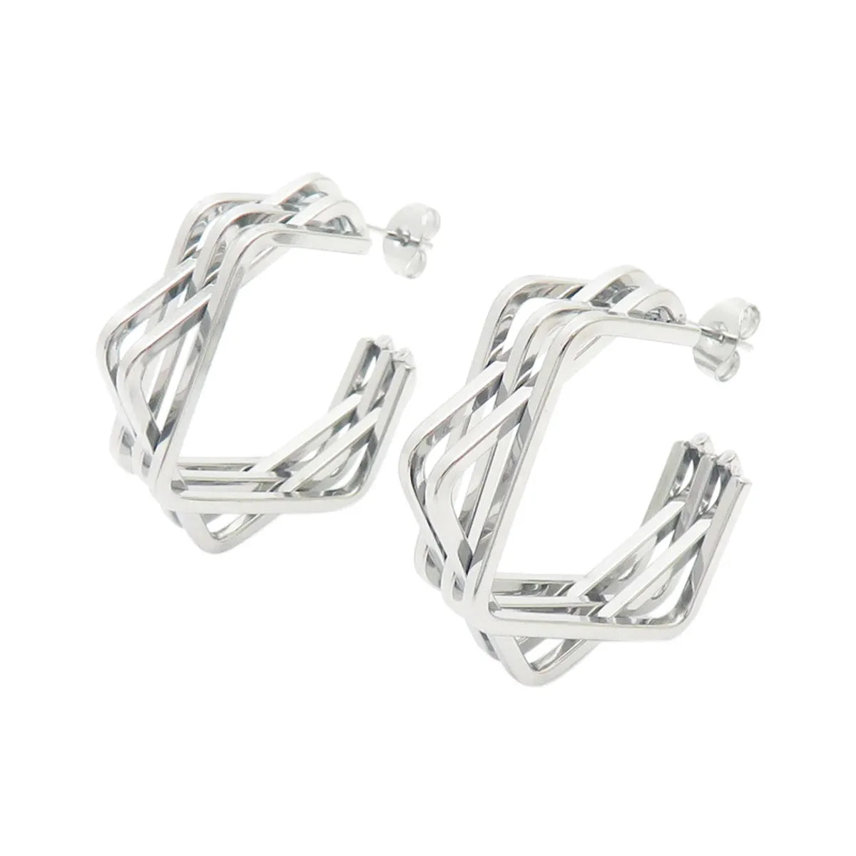 1 Pair Basic Geometric Solid Color Irregular Stainless Steel Ear Studs